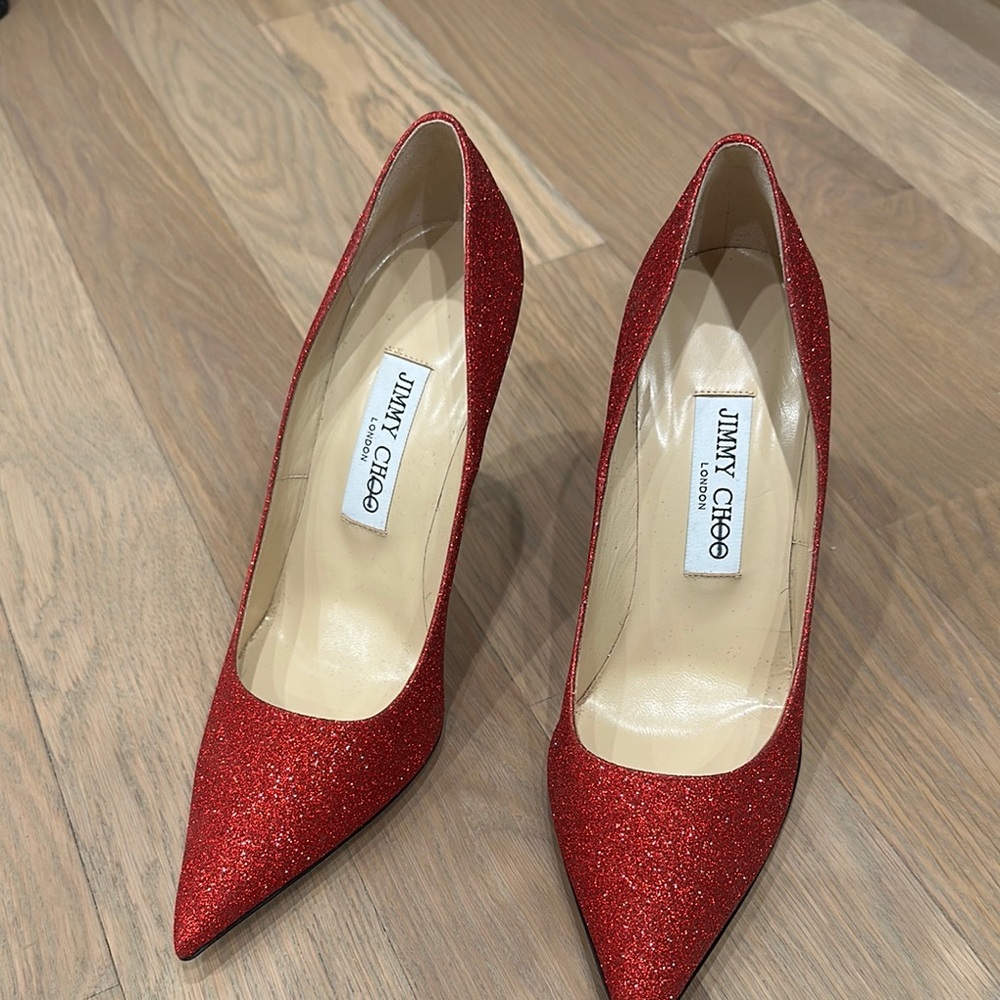 Jimmy Choo Red Glitter Women's Shoes